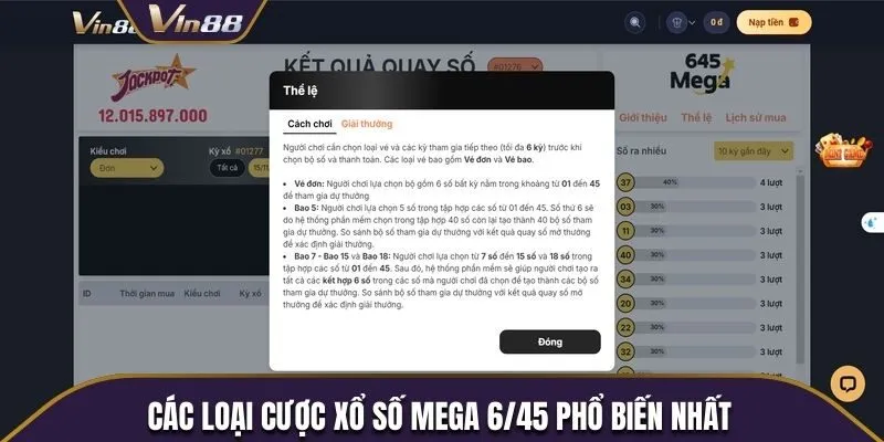 Các loại cược xổ số mega 6/45 phổ biến nhất bạn nên thử