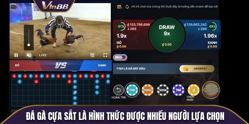 Đá gà cựa sắt là hình thức được nhiều người lựa chọn