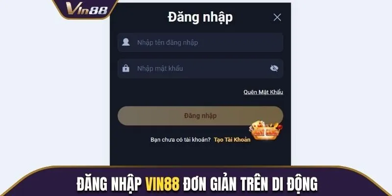 Đăng nhập tài khoản đơn giản trên di động