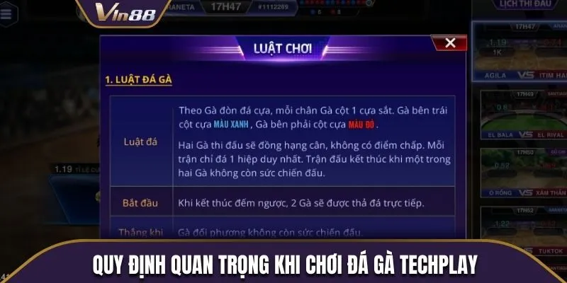 Những quy định quan trọng của chọi kê Techplay